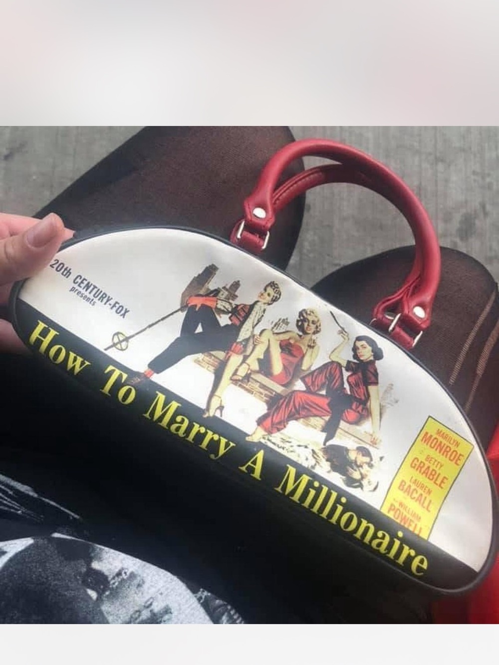 Vintage Red and White 'How To Marry A Millionaire' Dome Shoulder Bag